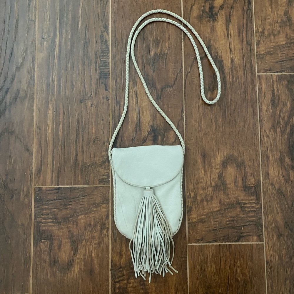 Lucky Brand Leather Tassle Fringe Crossbody Bag Purse Boho
